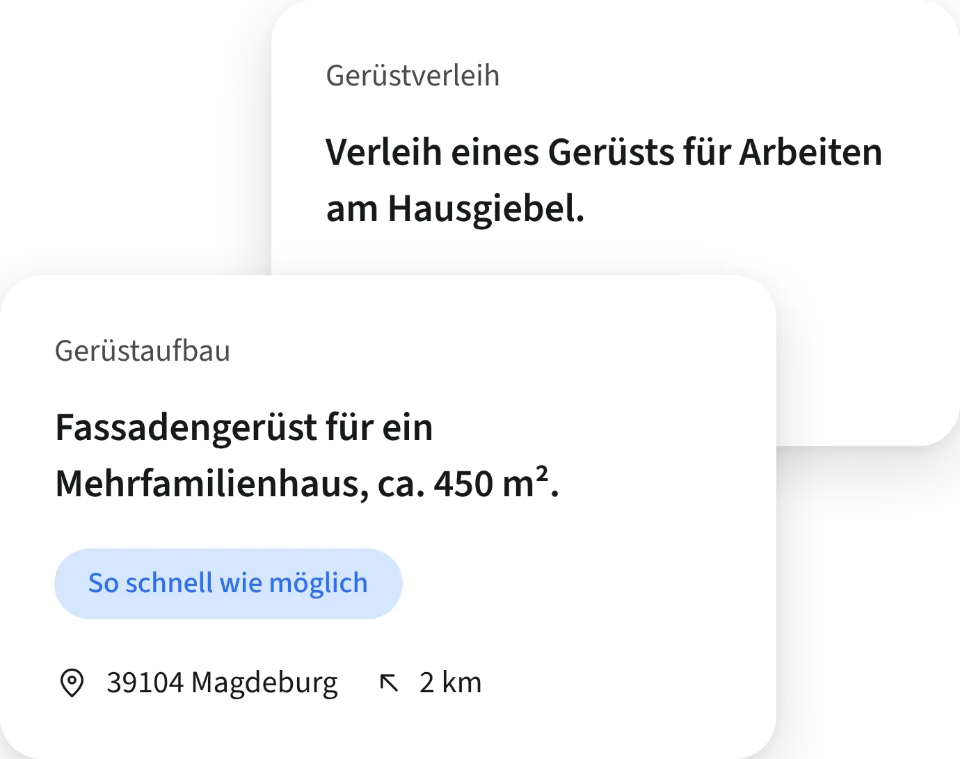 ein Screenshot von zwei Leads auf der Plattform