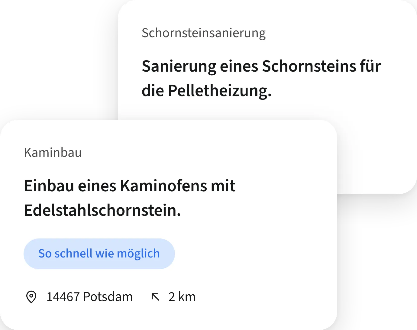 ein Screenshot von zwei Leads auf der Plattform