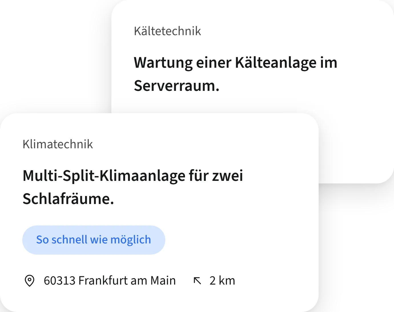 ein Screenshot von zwei Leads auf der Plattform