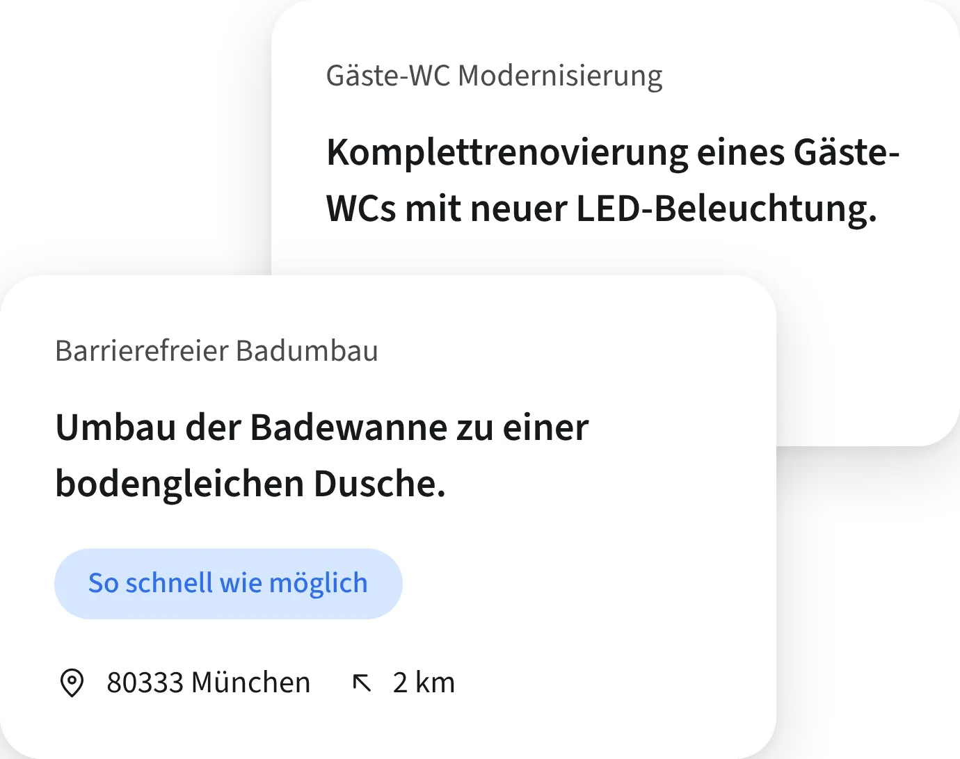 ein Screenshot von zwei Leads auf der Plattform