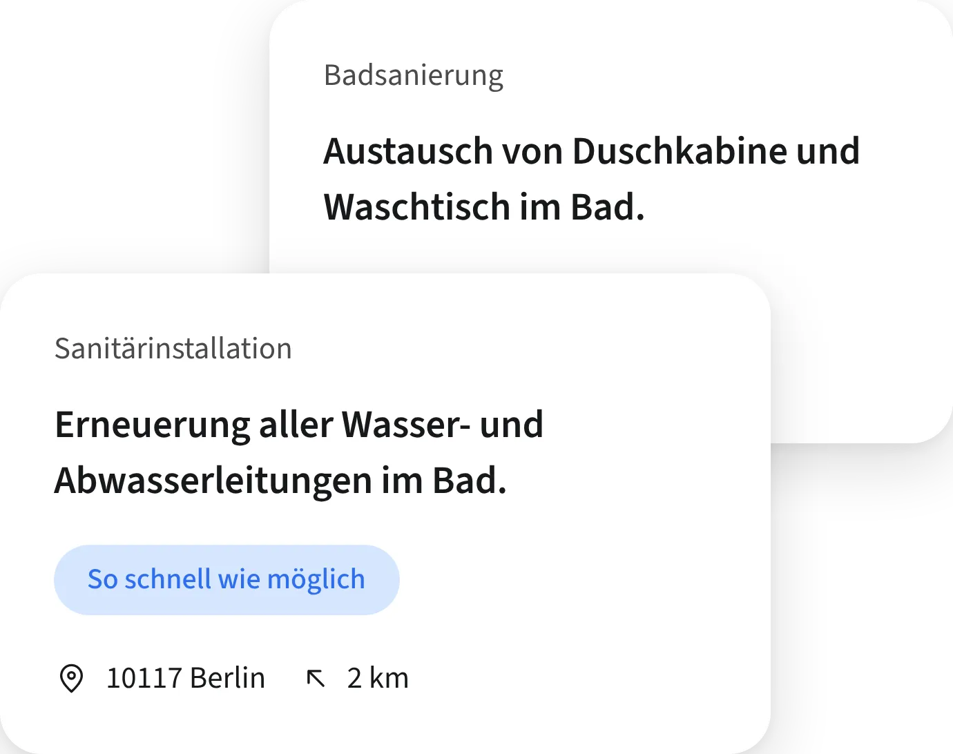 ein Screenshot von zwei Leads auf der Plattform