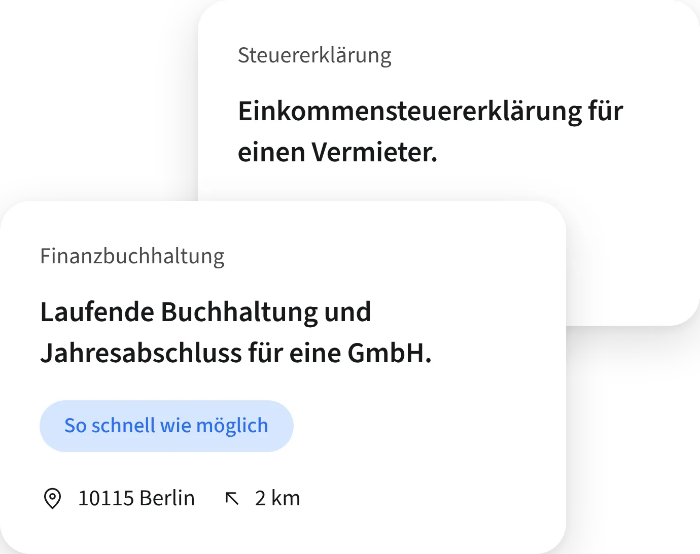 ein Screenshot von zwei Leads auf der Plattform